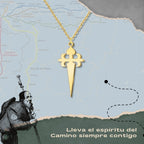 Colgante Cruz de Santiago de Acero Dorado cotigo