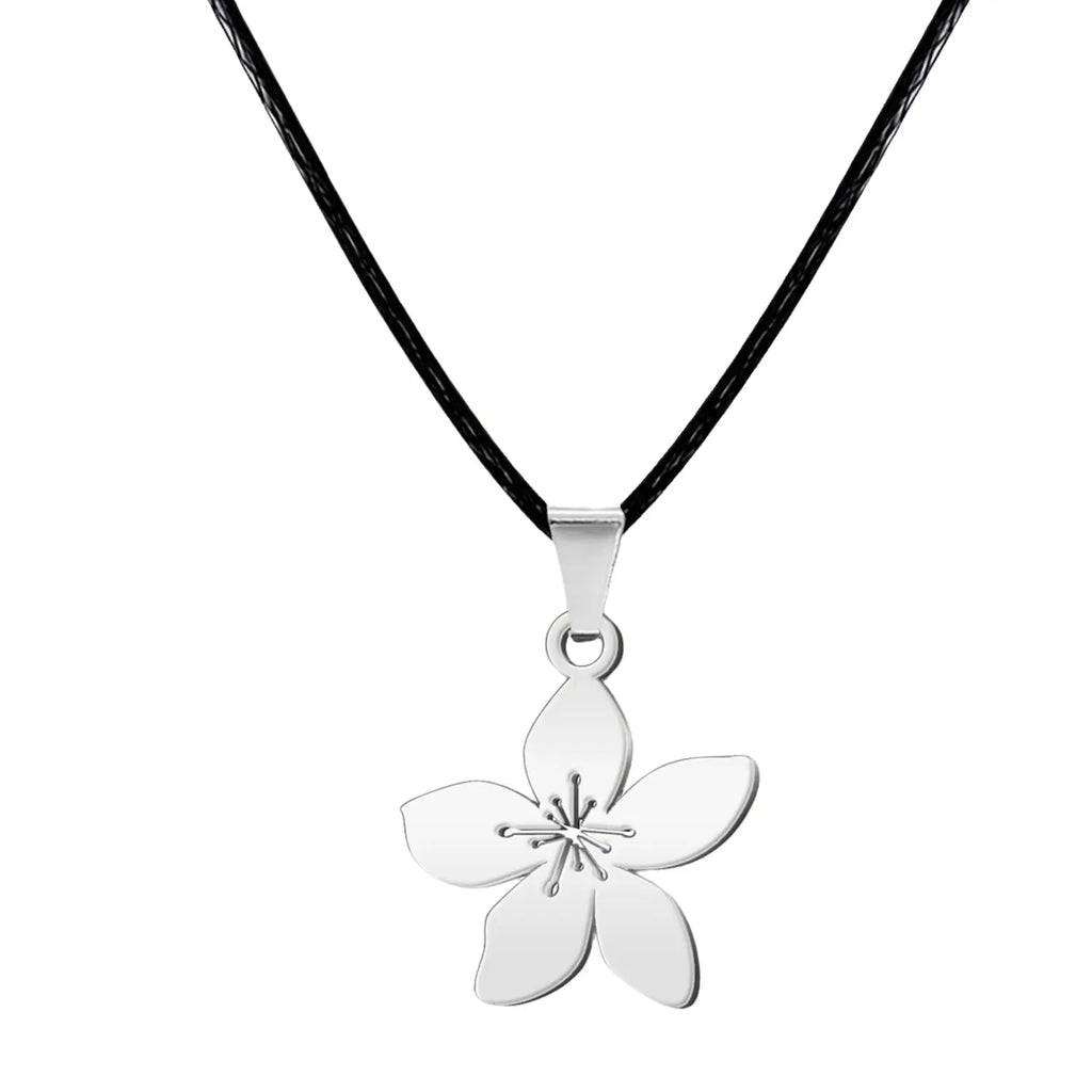 Colgante Flor de Azahar en Acero Plateado con Diseño Floral Elegante