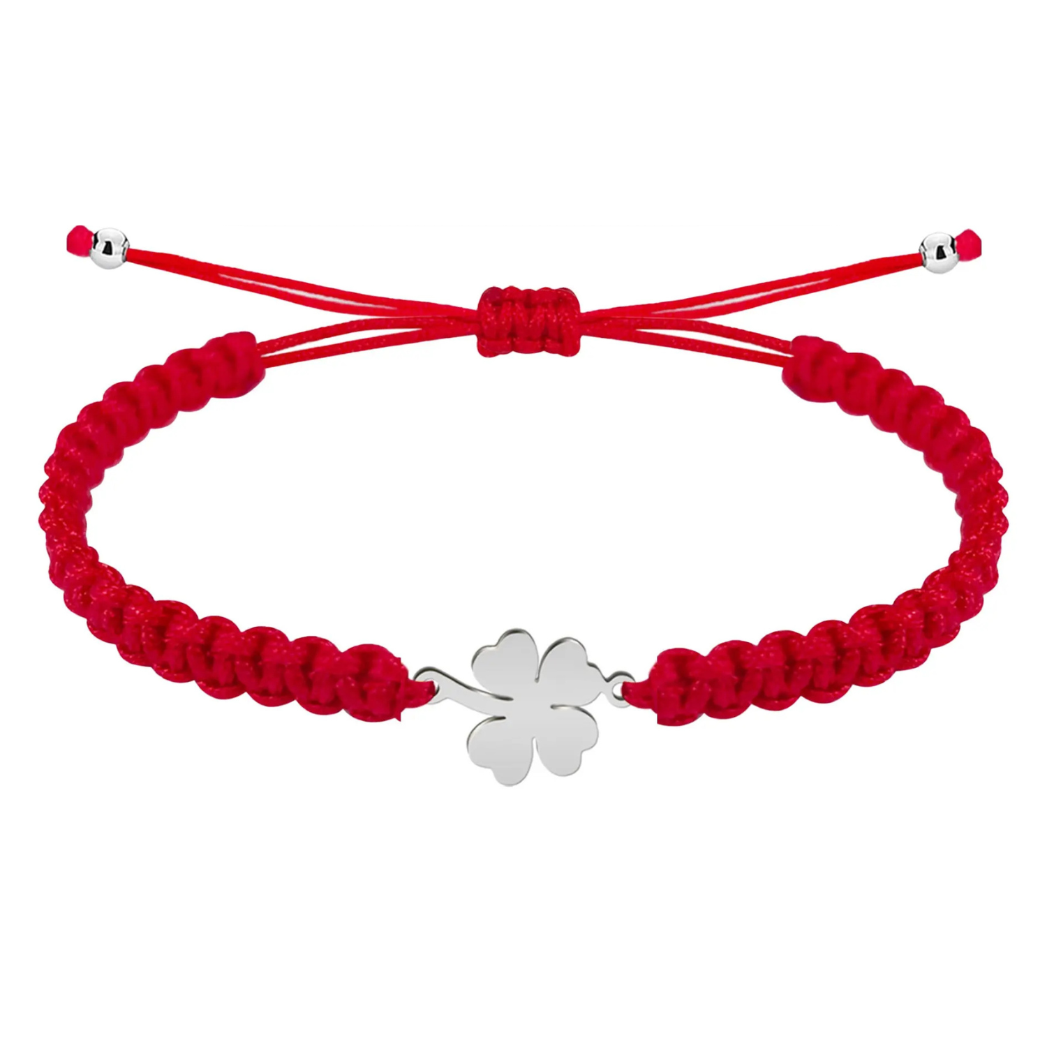 Pulsera Hilo Rojo con Trebol en Acero