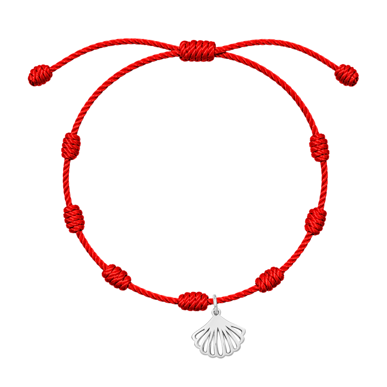 Pulsera 7 Nudos con Concha de Vieira Acero Plateado