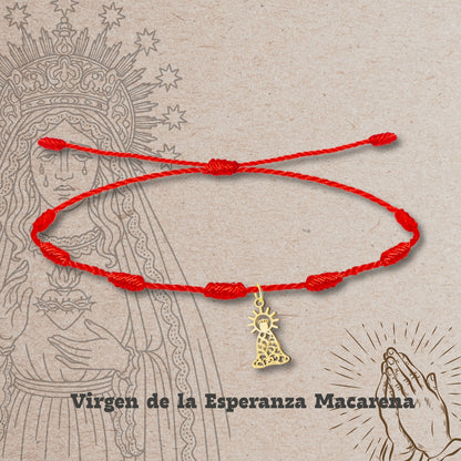 Pulsera 7 nudos con Virgen de la Esperanza Macarena Acero Dorado