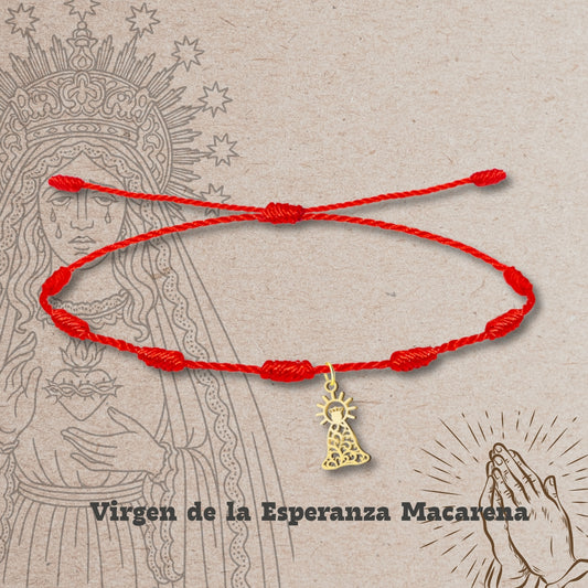 Pulsera 7 nudos con Virgen de la Esperanza Macarena Acero Dorado
