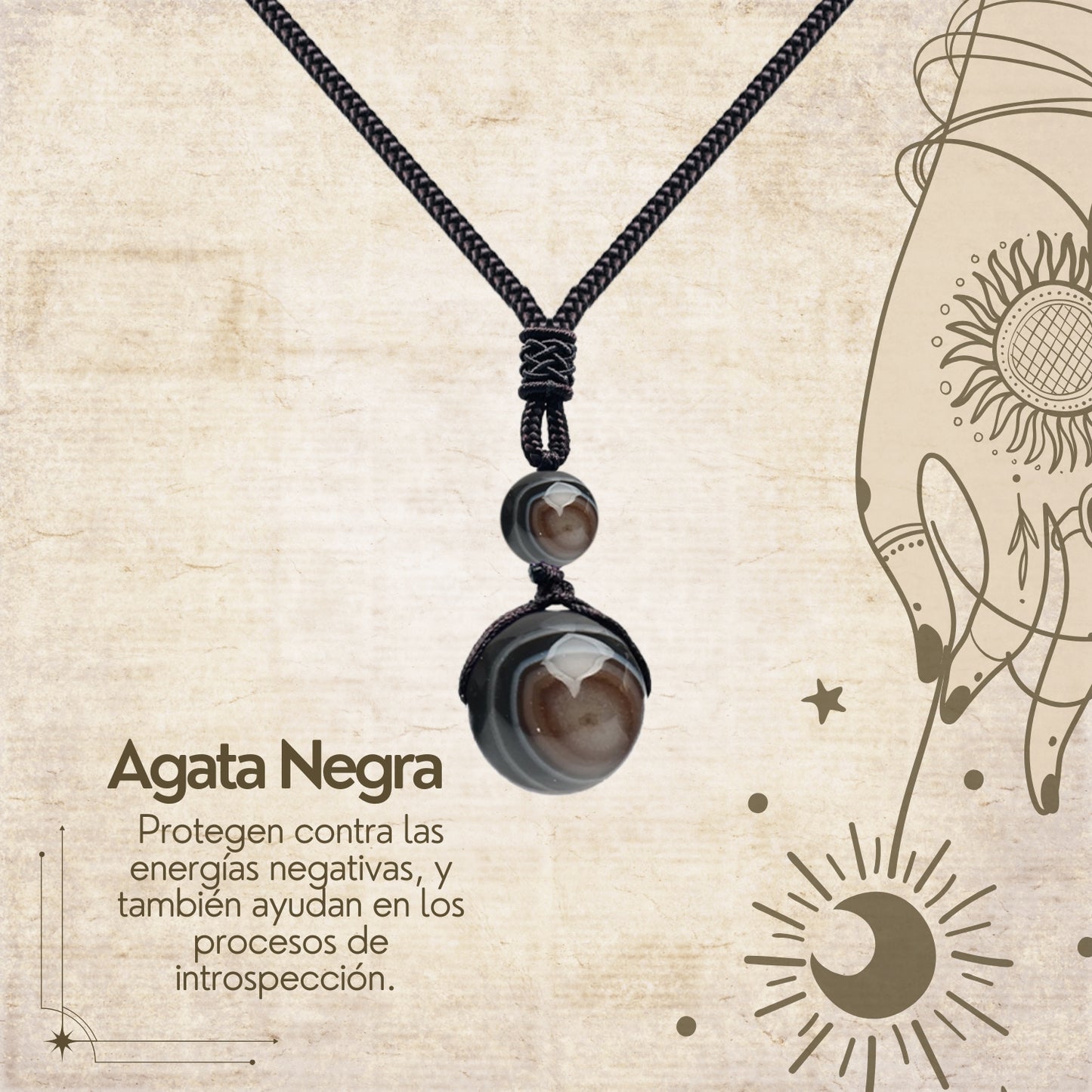 Colgante de Agata negra de bola 14mm