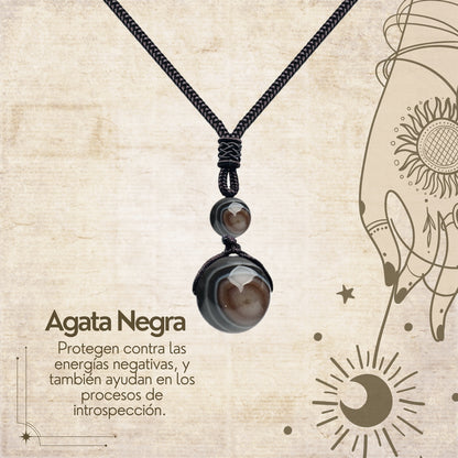 Colgante de Agata negra de bola 14mm