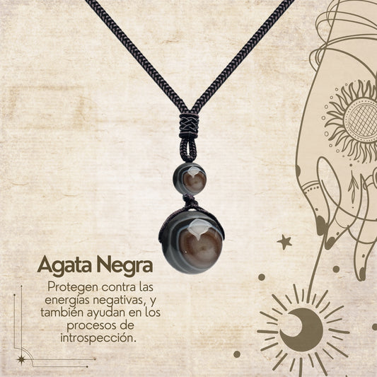 Colgante de Agata negra de bola 14mm