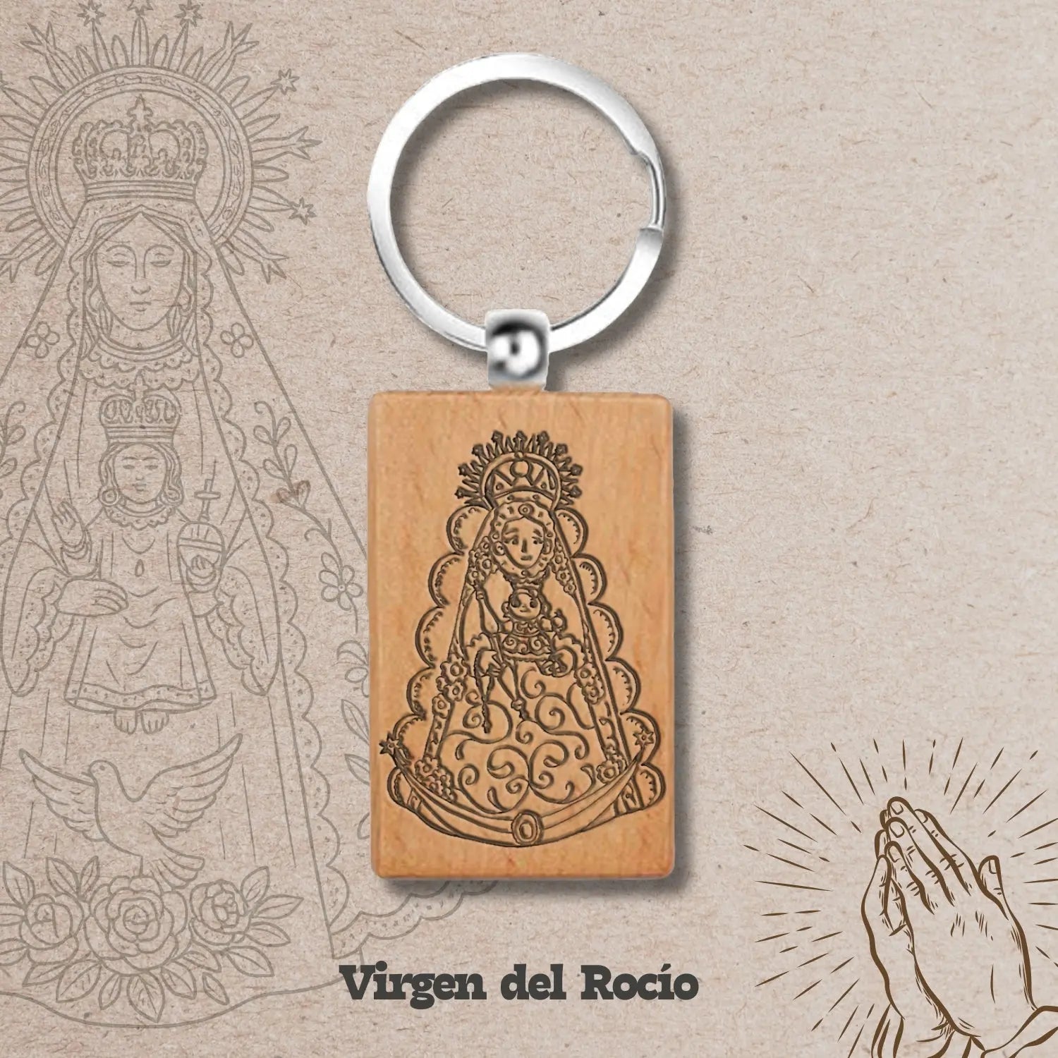 Llavero de Madera con Virgen del Rocío - cotigo
