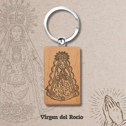 Llavero de Madera con Virgen del Rocío