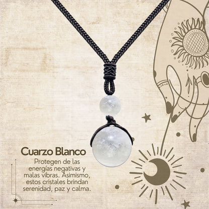 Colgante de Cuarzo blanco de bola 14mm