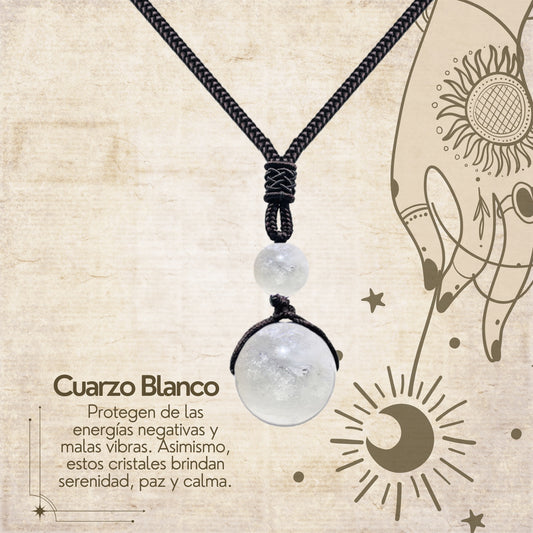 Colgante de Cuarzo blanco de bola 14mm