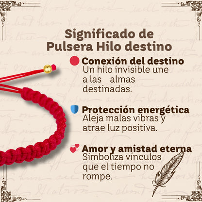 Pulsera Hilo Destino con Brújula Acero Dorado