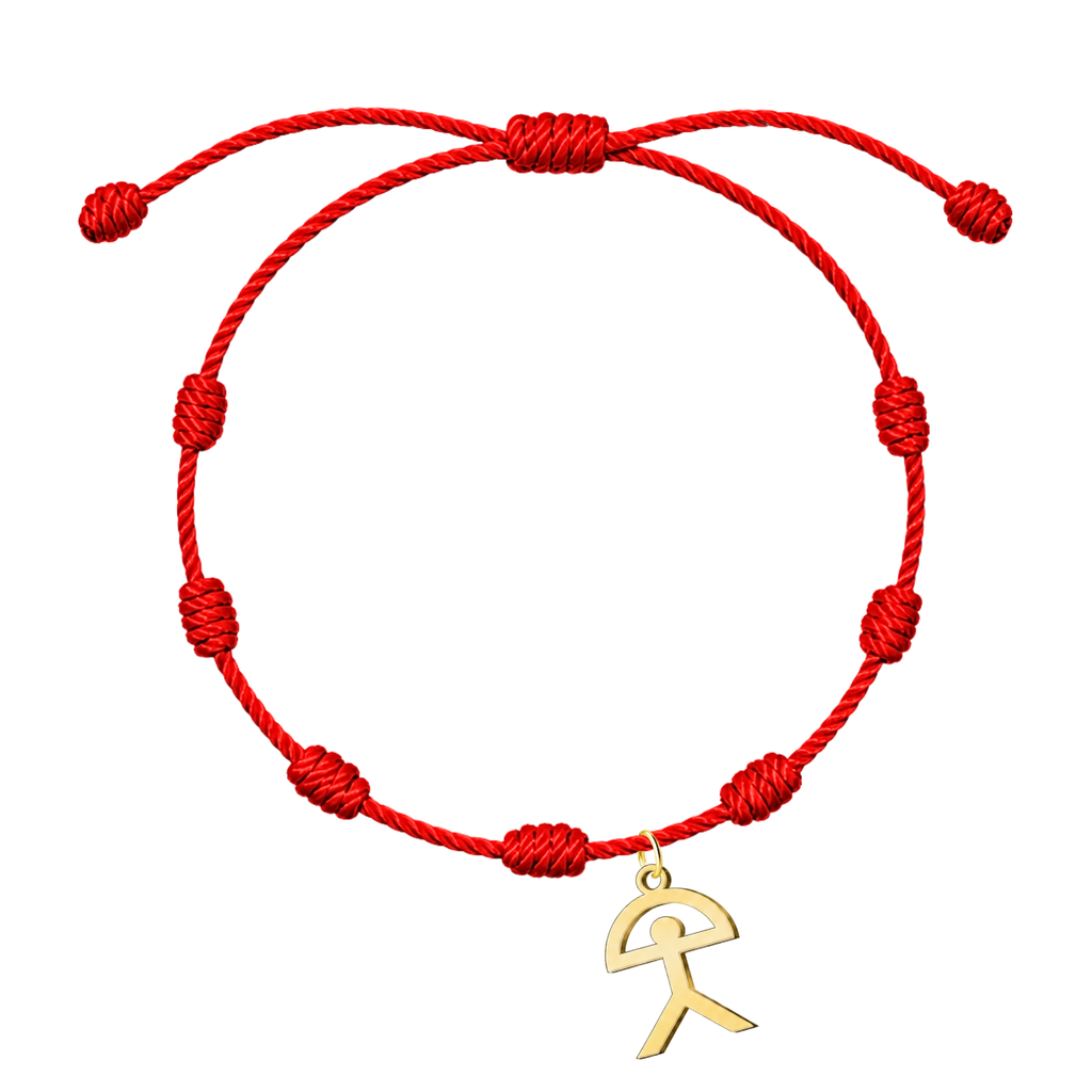 Pulsera de 7 Nudos con Indalo en Acero Dorado
