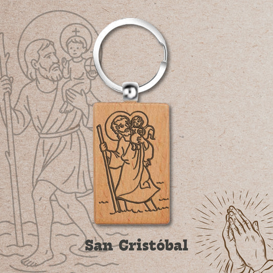 Llavero de Madera con San Cristóbal