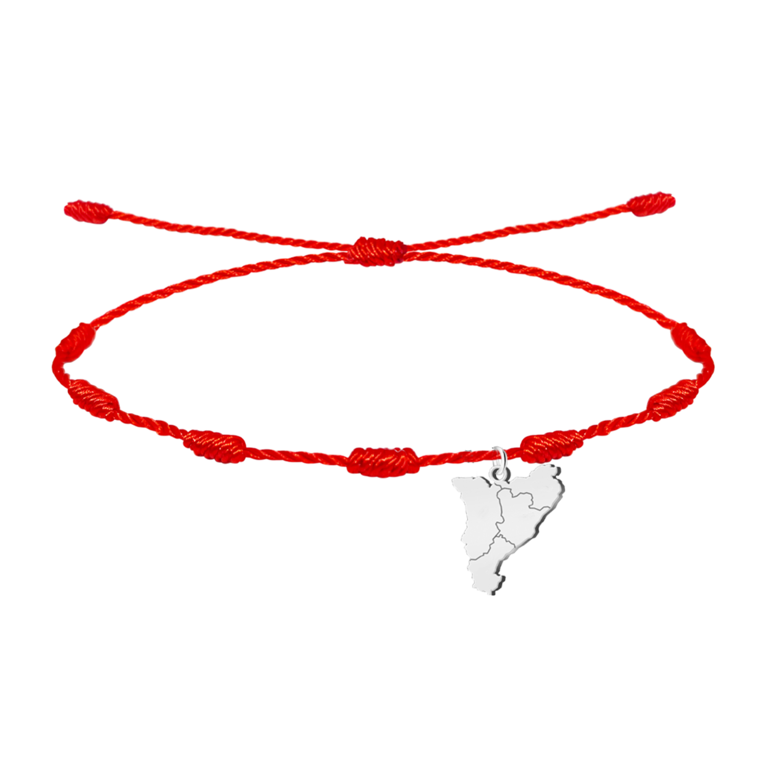 Pulseira de 7 nós com mapa da Catalunha em aço prateado