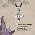 Collar Nudo de Bruja Acero con Piedra Volcánica acabado