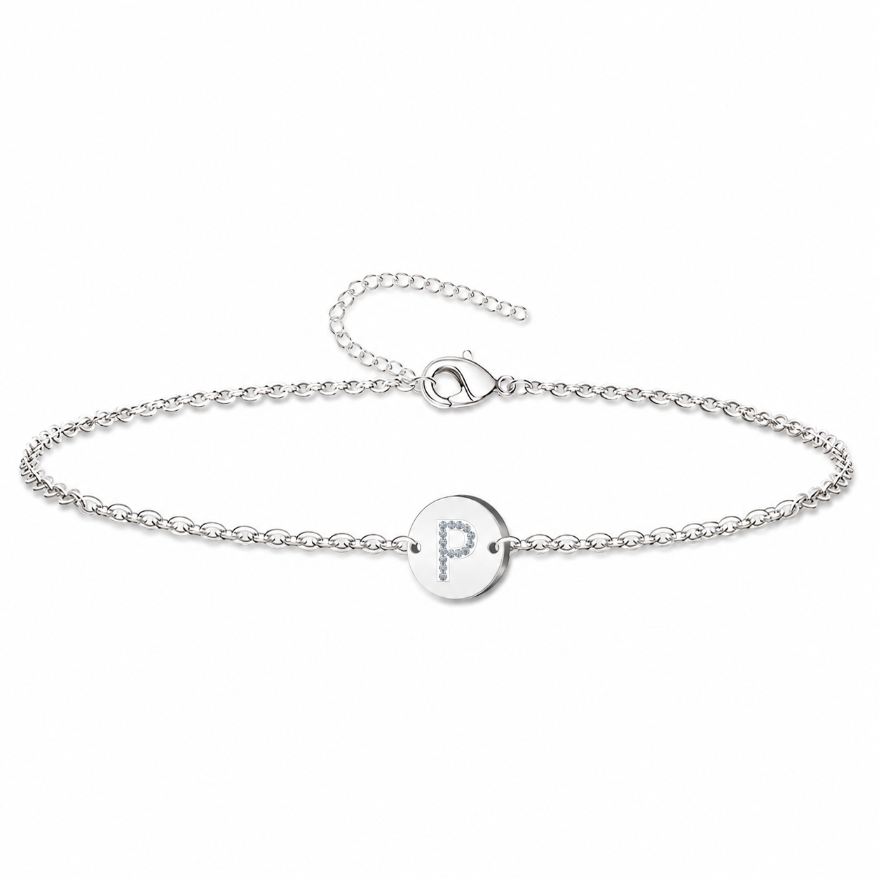 Pulsera Medalla de letra Inicial con Circonitas