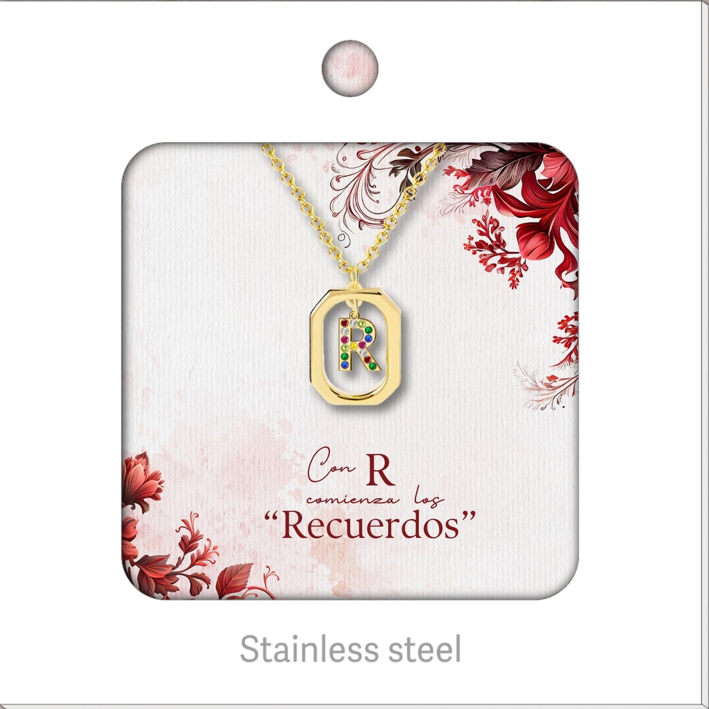 Collar Letra Inicial Acero Inoxidable con Tarjeta diseñado y Caja de Regalo, Regalo para Cumpleaños, Navidad, Día de Madera, San Valentín