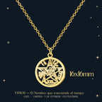 Colgante Medalla de Tetragrámaton con Diseño Calado Y Acero Dorado detalle