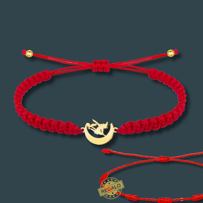 Pulsera Hilo Destino Roja Hecho a Mano 🧵 con Amuleto de Suerte y Protección 🍀 en Acero Inoxidable 💎 ¡Incluye Pulsera 7 Nudos de Regalo! 🎁