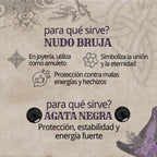 Anillo Nudo de Bruja con Ágata Negra en Acero Plateado - cotigo