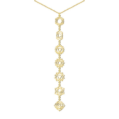 Collar 7 Chakras Acero Inoxidable , color Dorado✨ Amuleto Energético con Regalo Pulsera Nudo de Bruja