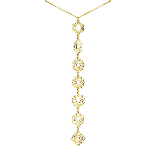 Collar 7 Chakras Acero Inoxidable , color Dorado✨ Amuleto Energético con Regalo Pulsera Nudo de Bruja