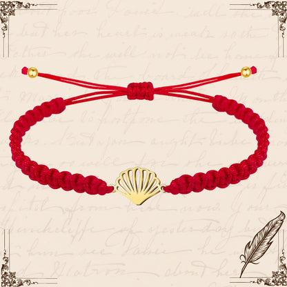 Pulsera Hilo Destino con La concha Acero Dorado