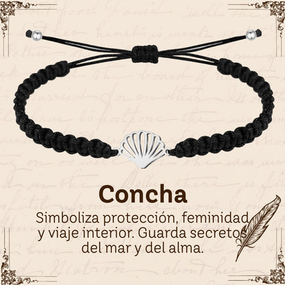 Pulsera Hilo Destino Hecho a Mano 🧵 con Amuleto de Suerte y Protección 🍀 en Acero Inoxidable 💎