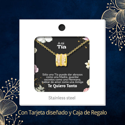 Collar Acero y  colgante Cobre con Piedra Circonita para Regalar a Tía