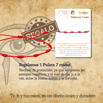 Pulsera Hilo encerado con Ojo horus Acero Plateado