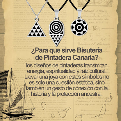 Pendiente Pintadera Canarias Acero Plateado