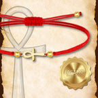 Pulsera Cruz Egipcia Dorado de Hilo En.Rojo - cotigo