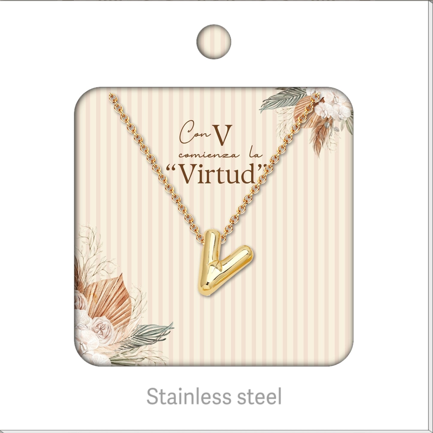 Collar Letra Inicial Acero Inoxidable con Tarjeta diseñado y Caja de Regalo, Regalo para Cumpleaños, Navidad, Día de Madera, San Valentín