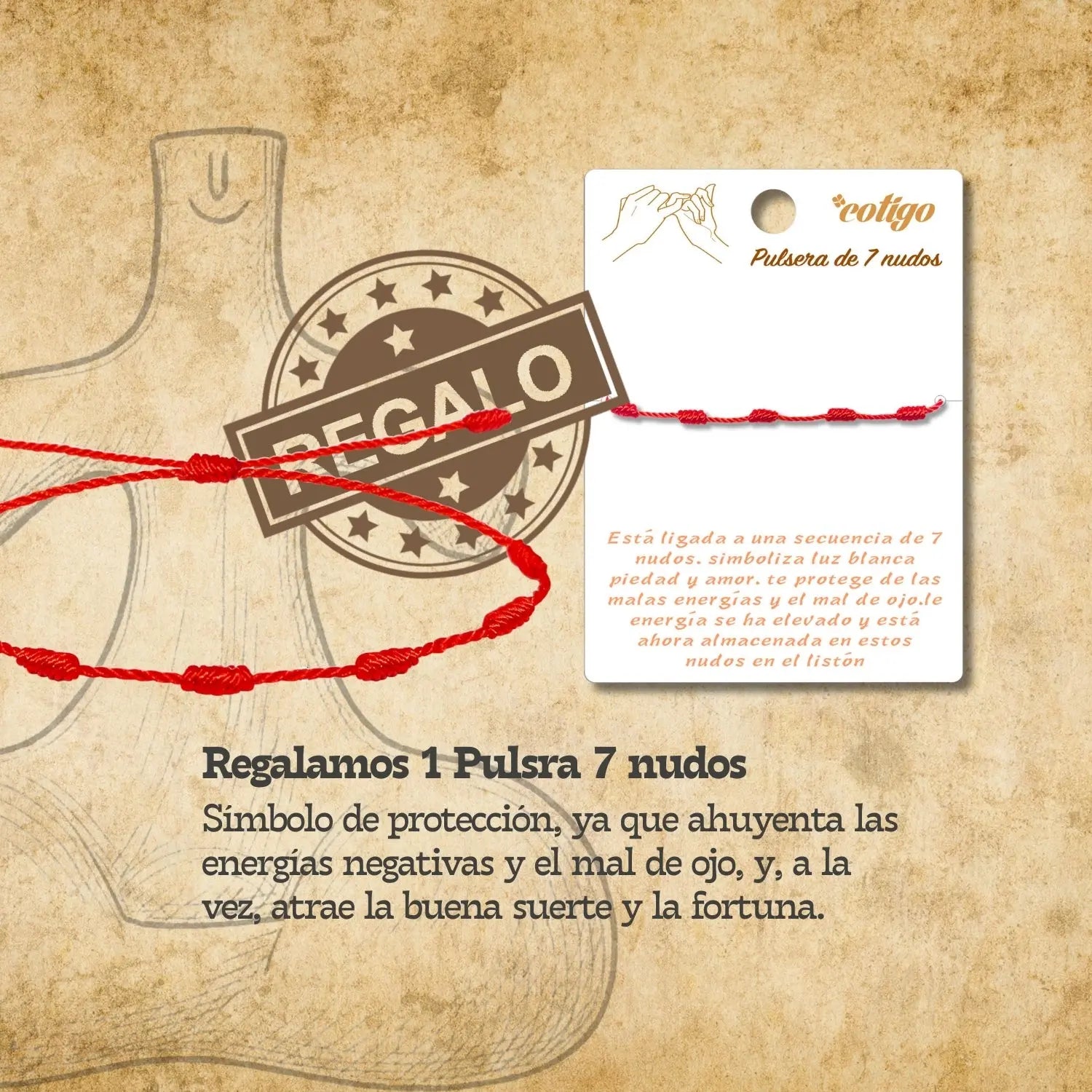 Pulsera 7 Nudos Con Idolo de Tara Acero Plateado - cotigo