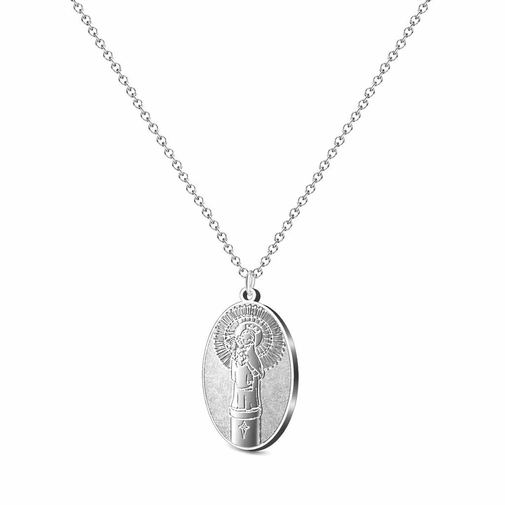 Collar Medalla de Virgen del Pilar textura