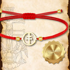 Pulsera Medalla Cruz de Caravaca con Hilo Rojo y Acero Dorado - cotigo
