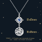 Colgante Tetragrammaton y Nudo de Bruja con Ojo Turco Acero Plateado - cotigo