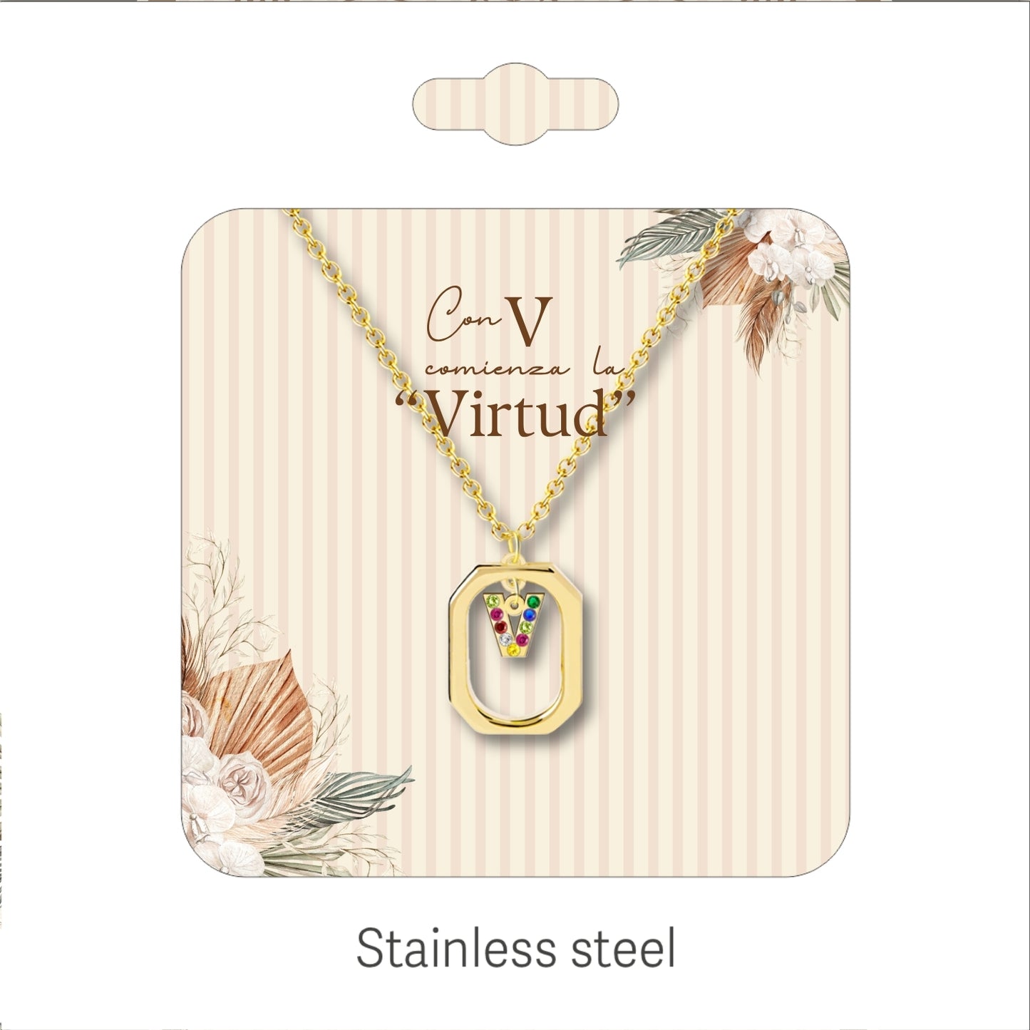 Collar Letra Inicial Acero Inoxidable con Tarjeta diseñado y Caja de Regalo, Regalo para Cumpleaños, Navidad, Día de Madera, San Valentín