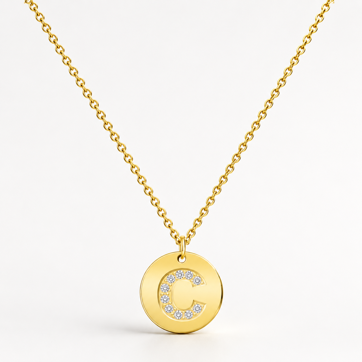 Collar Medalla de Letra Inicial con Circonitas