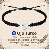 Pulsera Hilo Destino Hecho a Mano 🧵 con Amuleto de Suerte y Protección 🍀 en Acero Inoxidable 💎 - cotigo