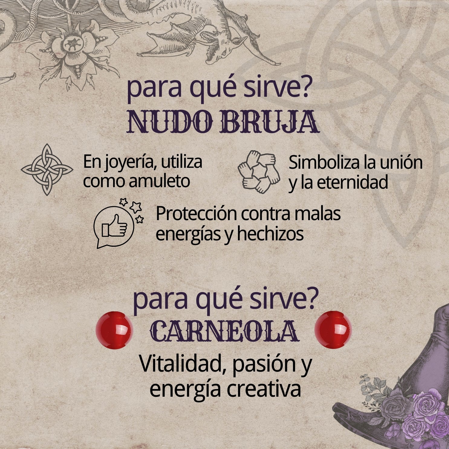 Anillo Nudo de Bruja con Cornalina en Acero Plateado - cotigo