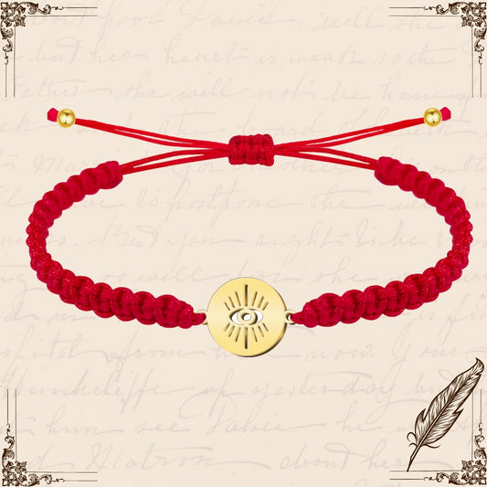 Pulsera Hilo Destino con Ojo Turco Acero Dorado