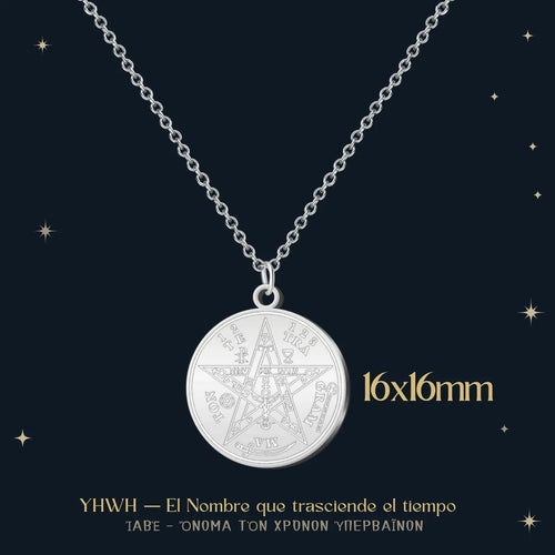 Colgante Medalla Tetragrammaton Acero Plateado - cotigo