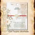 Pulsera Hilo Rojo Cruz de Caravaca en Acero Dorado - cotigo