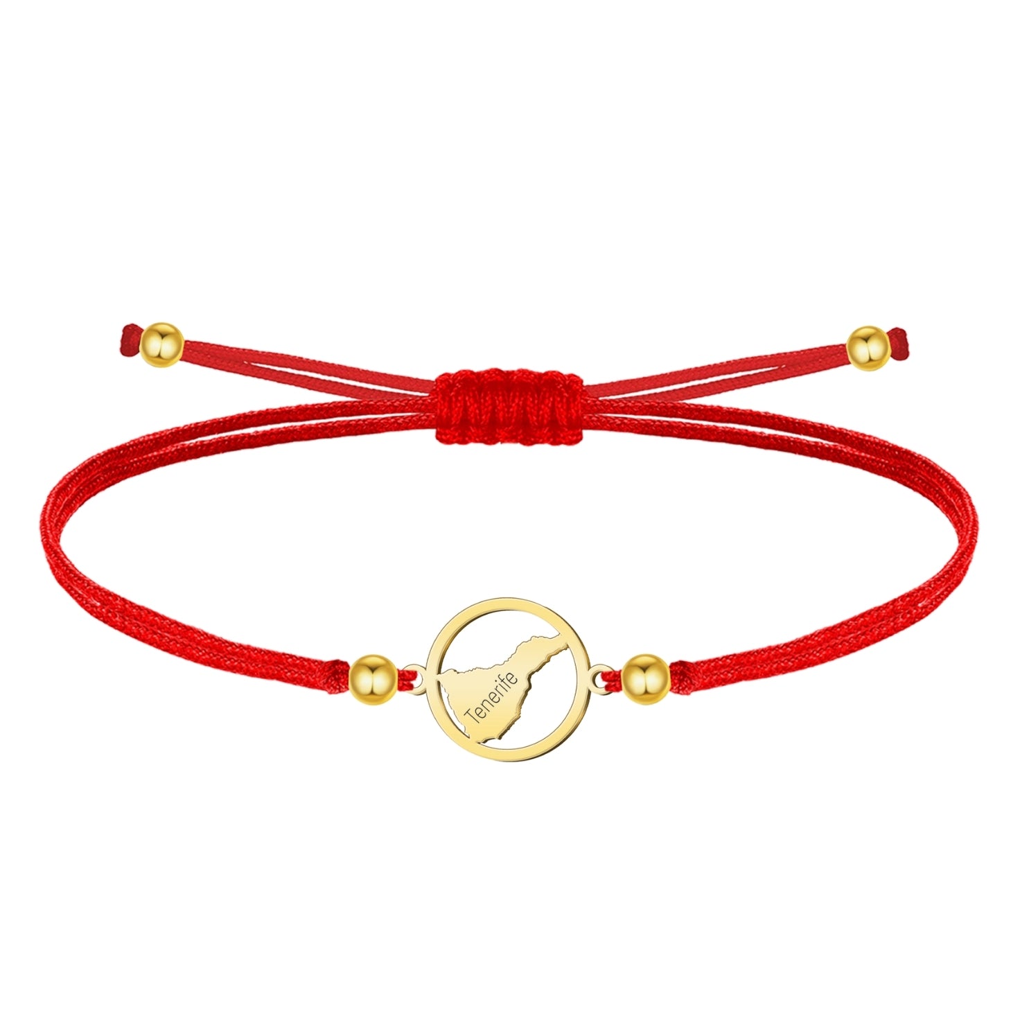 Pulsera Hilo Encerado Mapa de Tenerife Acero