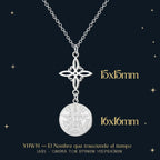 Colgante Medalla de Tetragrammaton y Nudo de Bruja en Acero Plateado - cotigo