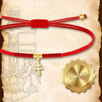 Pulsera Hilo Rojo Cruz de Caravaca en Acero Dorado - cotigo