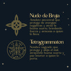 Colgante Tetragrammaton y Nudo de Bruja con Ojo de Tigre en Acero Plateado - cotigo