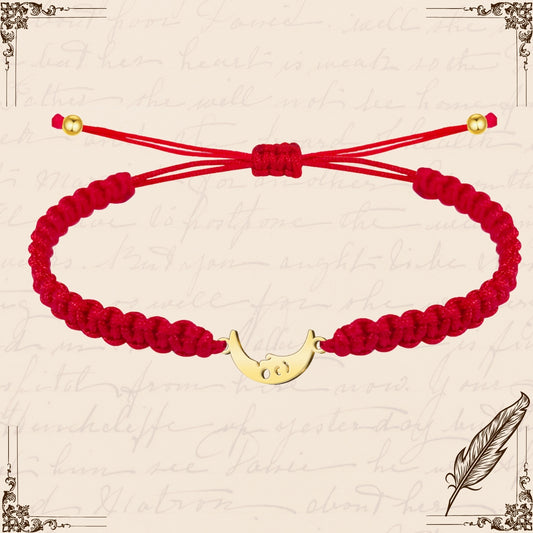 Pulsera Hilo Destino con Luna Acero Dorado