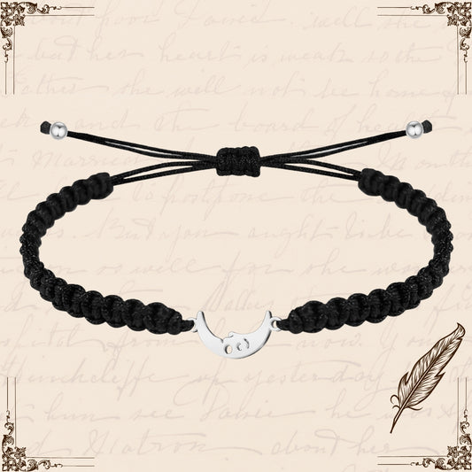 Pulsera Hilo Destino con Luna Acero Plateado