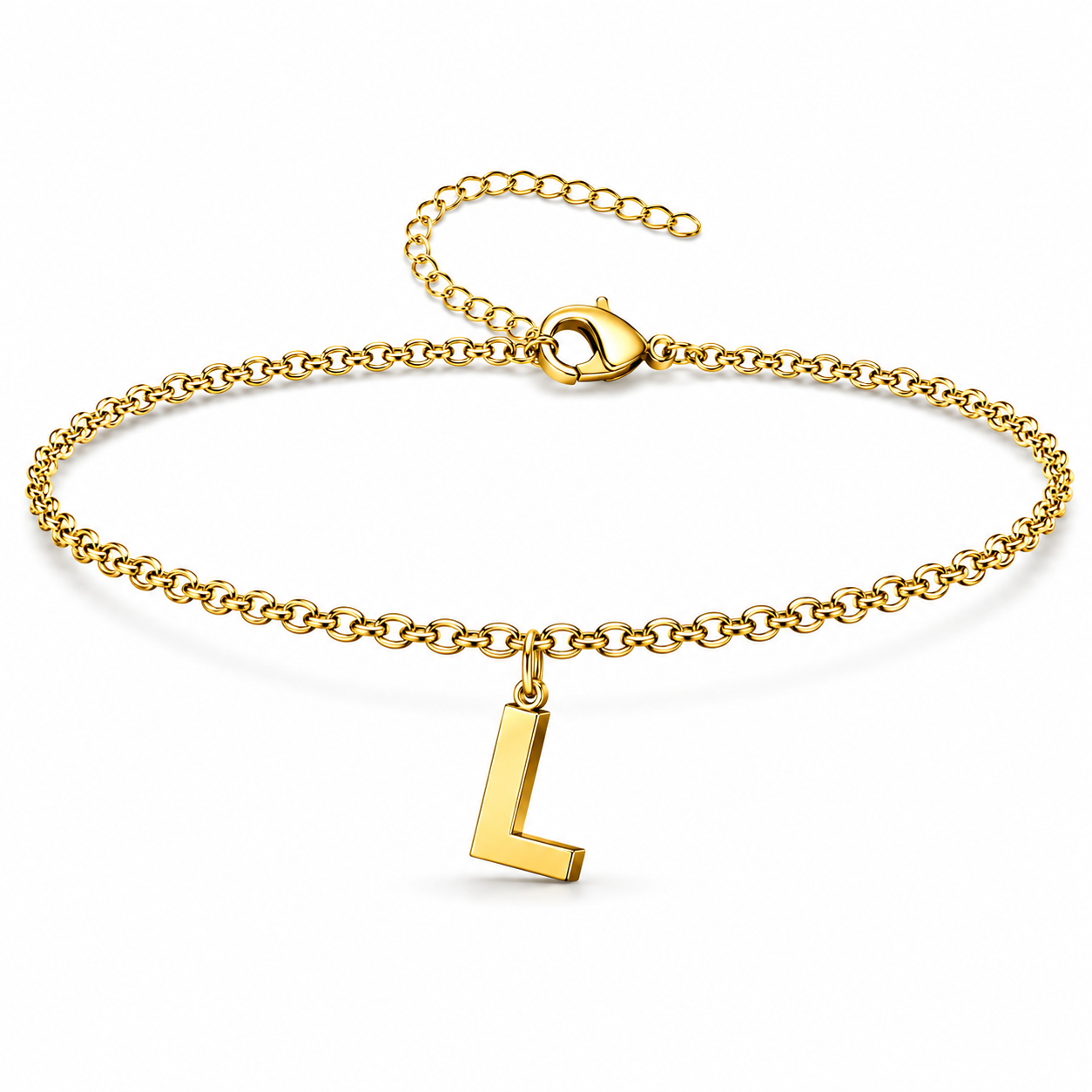 Pulsera con Colgante Letra Inicial en Acero